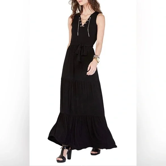 chinese dress ladies Michael Kors Collection Dress Black Crochet Lace Size 4 Sleeveless V-N –  Celebrity Owned